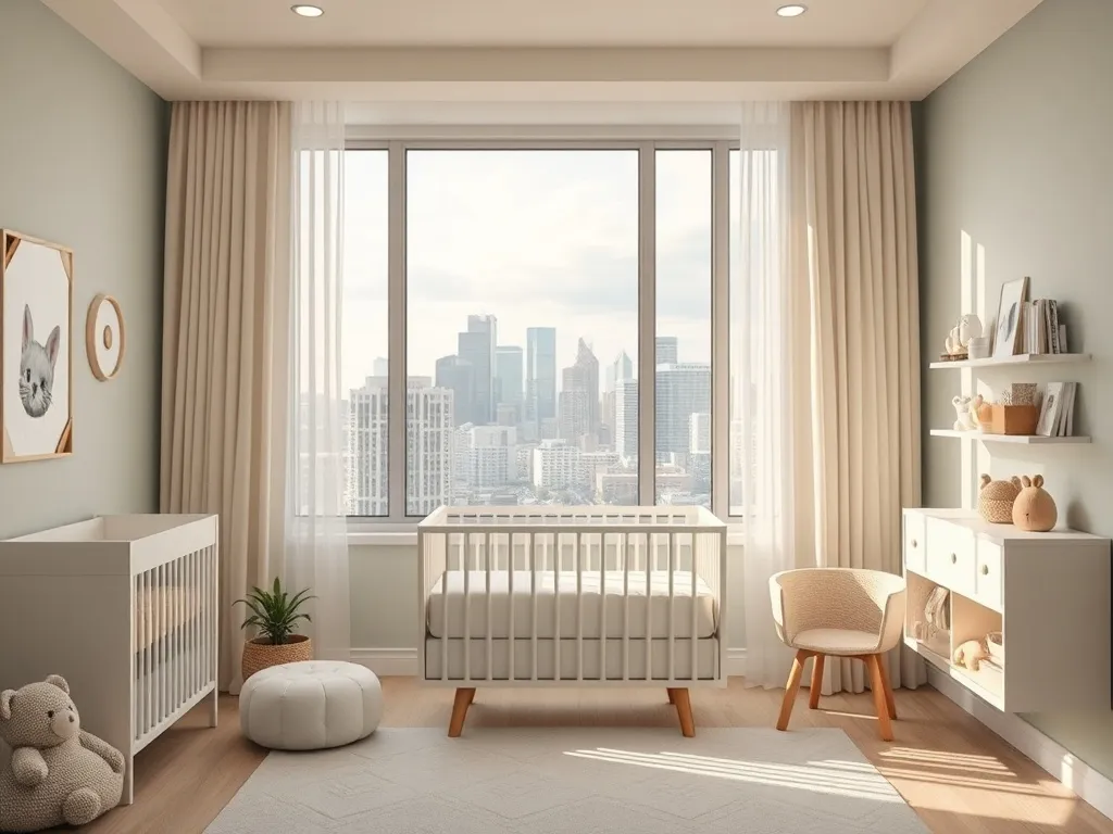 A high-quality wide shot of a modern clean baby nursery room
